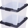 Iris Handybox Opbergbox - 30L - Kunststof - Transparant/Zwart - Set van 3