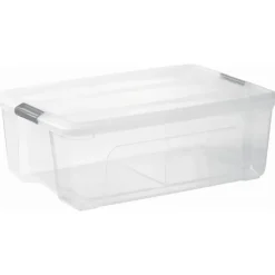 Iris opbergbox Click New Top box 30 liter transparant met grijze clips en deksel