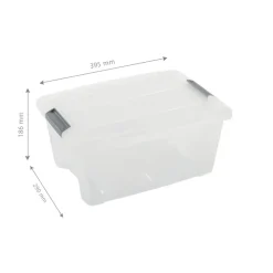 Iris opbergbox Click New Top box 15 liter transparant met grijze clips en deksel