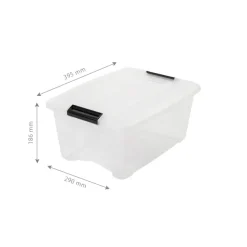 Iris opbergbox Click New Top box 15 liter transparant met grijze clips en deksel