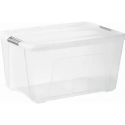 Iris opbergbox Click Topbox 45 liter transparant met grijze clips en deksel