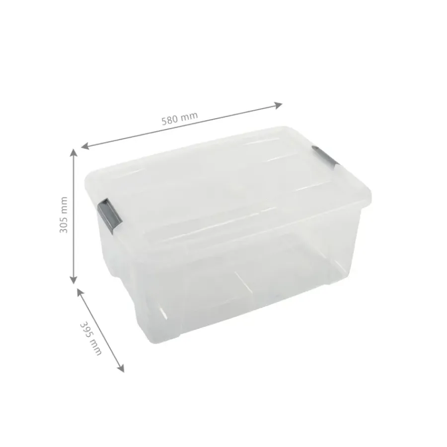 Iris opbergbox Click Topbox 45 liter transparant met grijze clips en deksel