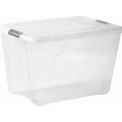 Iris opbergbox Click Topbox 60 liter transparant met grijze clips inclusief deksel