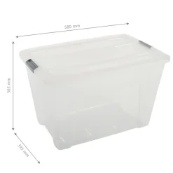 Iris opbergbox Click Topbox 60 liter transparant met grijze clips inclusief deksel