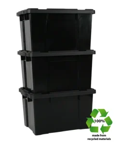 Iris Powerbox Robuust Opbergbox - 68L - 100% Recycled Kunststof - Zwart - Set van 3