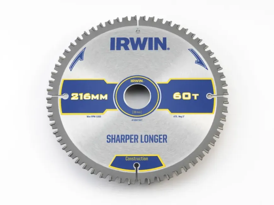Irwin afkortzaagblad 60T voor hout / laminaat / MDF- 216 x 30 mm
