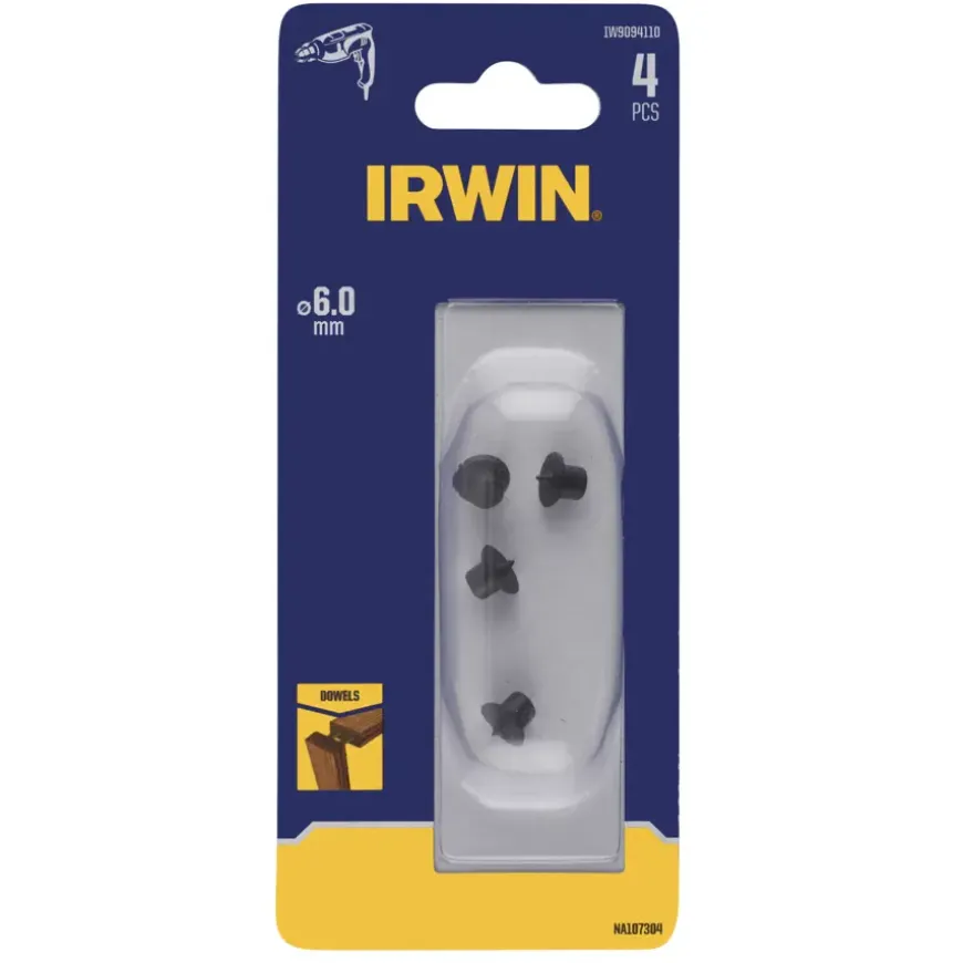 Irwin centreerpunten voor deuvels van Ø6 mm. Inhoud 4 stuks.