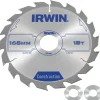 Irwin cirkelzaagblad Ø165 mm. Inclusief reduceerringen waardoor geschikt voor asgat 16, 20 en 30 mm, vertanding 18T