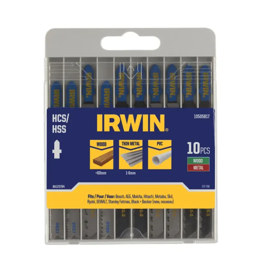 Irwin decoupeerzaagbladenset T-aansluiting voor hout en metaal - 10-delig