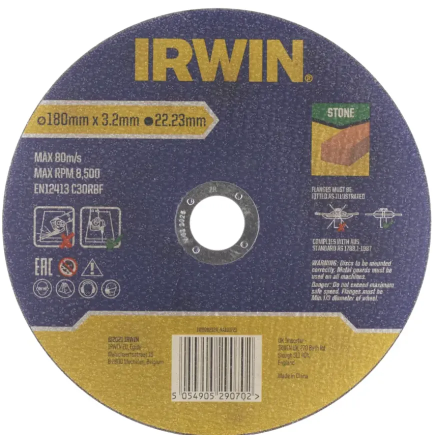 Irwin doorslijpschijf Ø178 mm. Dikte 3 mm. Voor steen.