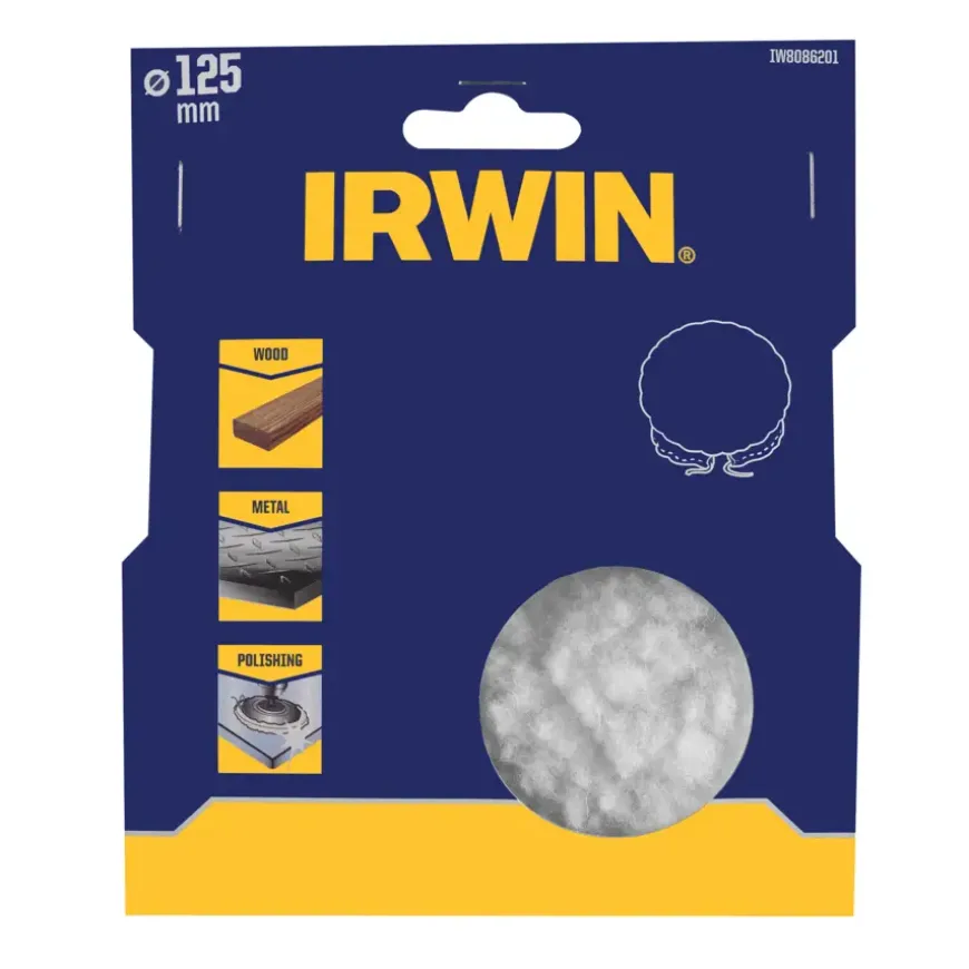 Irwin polijstschijf Ø125 mm van synthetisch lamsvacht.