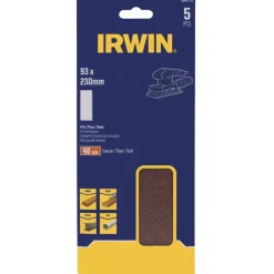 Irwin schuurvel 230 x 93 mm K40 voor klembevestiging, zonder perforatie, 5 stuks.