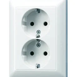 Jung AS500 Inbouw Dubbel Geaard Stopcontact Wit