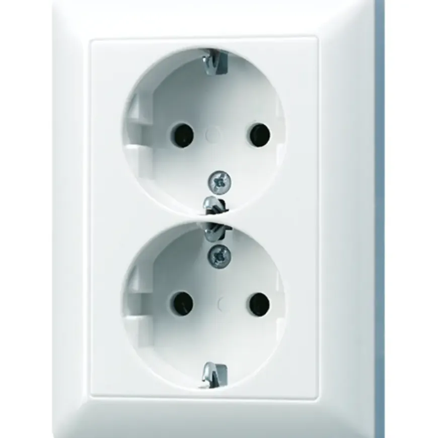 Jung AS500 Inbouw Dubbel Geaard Stopcontact Wit