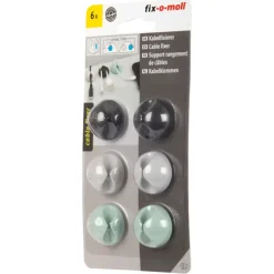 Kabelhouders zelfklevend 3 kleuren 28x15mm - 6 stuks