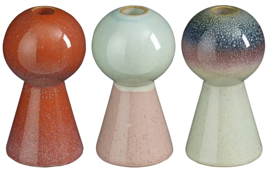 Geen Kandelaar oranje l.groen blauw - h15xd8,5cm - per stuk
