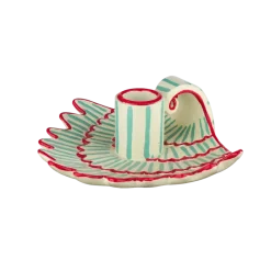 Geen Kandelaar schelp keramiek blauw/rood