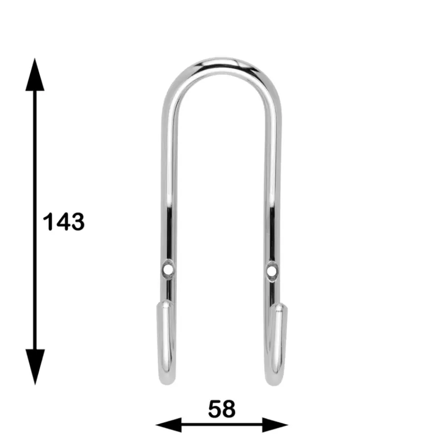 Geen Kapstok 2 haken Gerome chroom zamak 58 mm