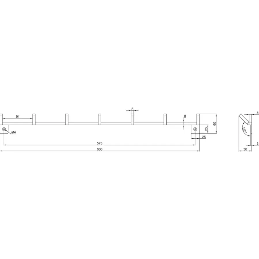 Geen Kapstok 7 haken Jack zwart ijzer 600 mm