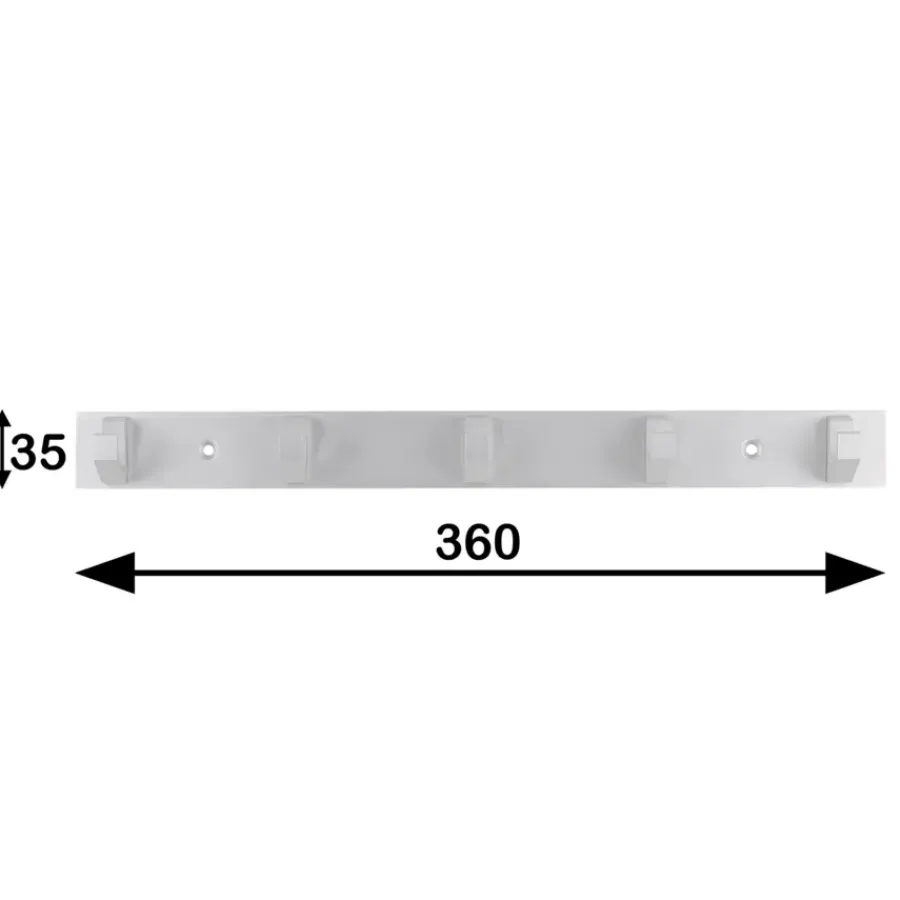Geen Kapstok 5 haken Kristel aluminium 360 mm