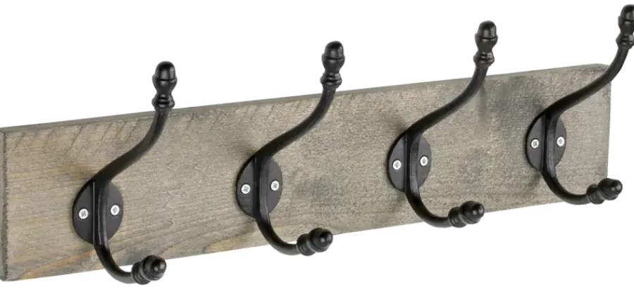 Geen Kapstok 4 haken Zoe zwart vuren 500 mm