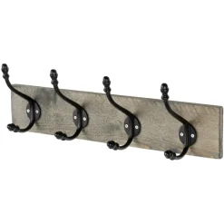 Geen Kapstok 4 haken Zoe zwart vuren 500 mm