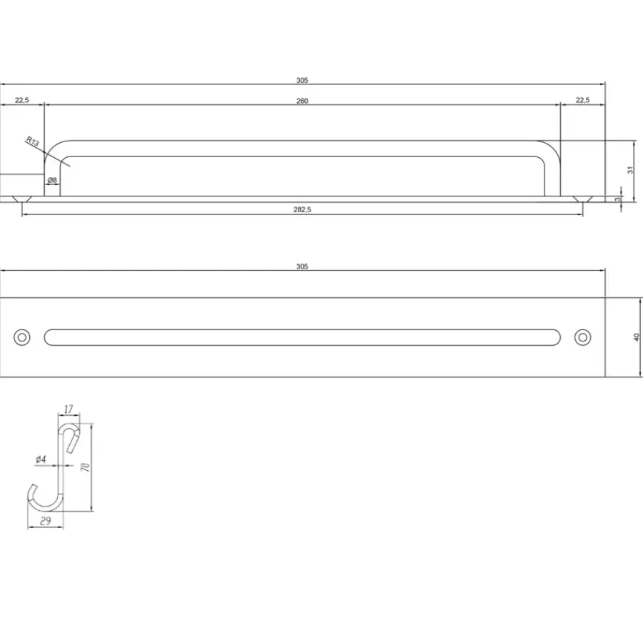 Geen Kapstok Siem metaal met 4 haken zwart
