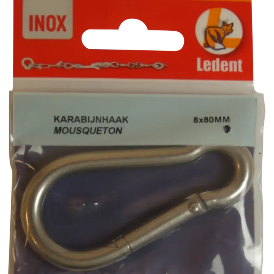 Ledent Karabijnhaak RVS 80 mm 1 stuk