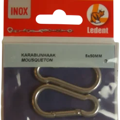 Ledent Karabijnhaak RVS 50 mm 2 stuks