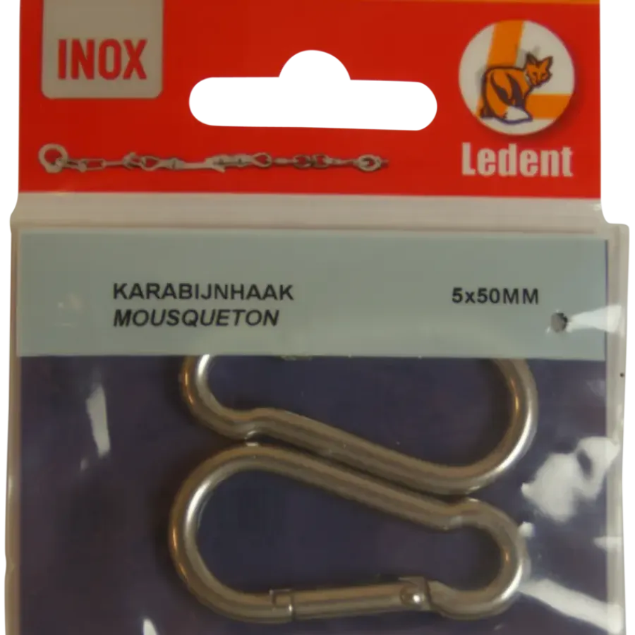 Ledent Karabijnhaak RVS 50 mm 2 stuks