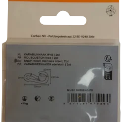 Ledent Karabijnhaak RVS 50 mm 2 stuks