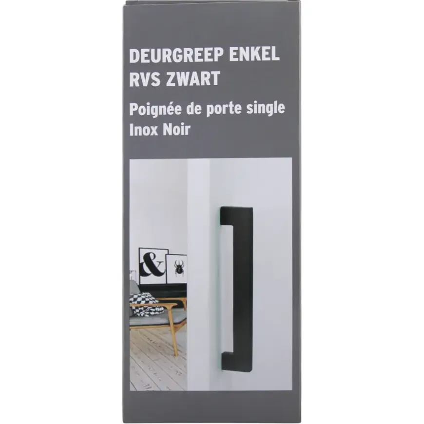 Karwei deurgreep enkel Eddy zwart RVS