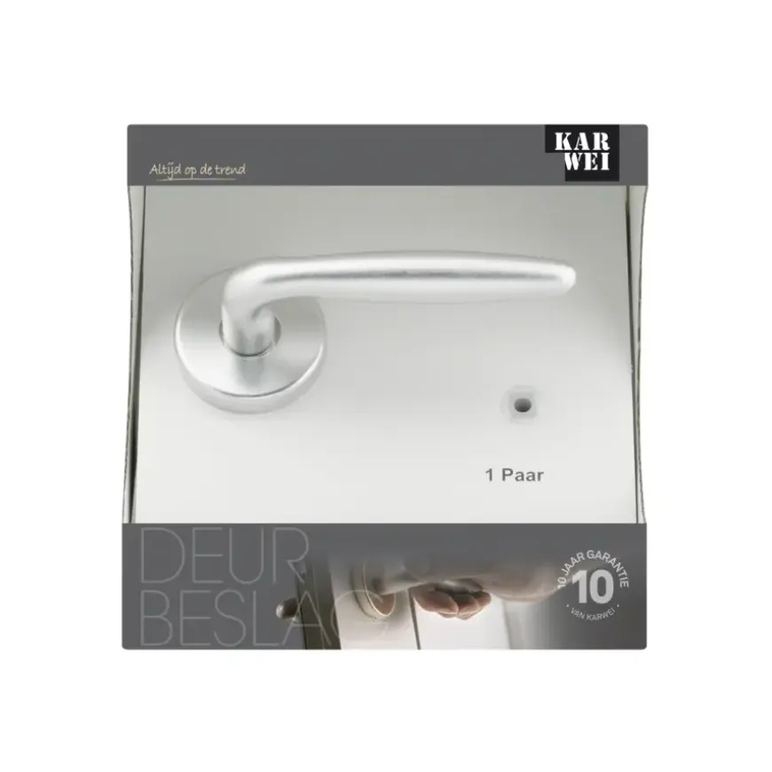 Karwei deurkruk set Antonio rond rozet aluminium