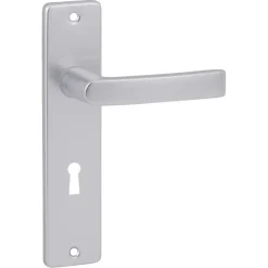 Karwei deurkruk set Blok recht schild sleutelgat 56 mm aluminium