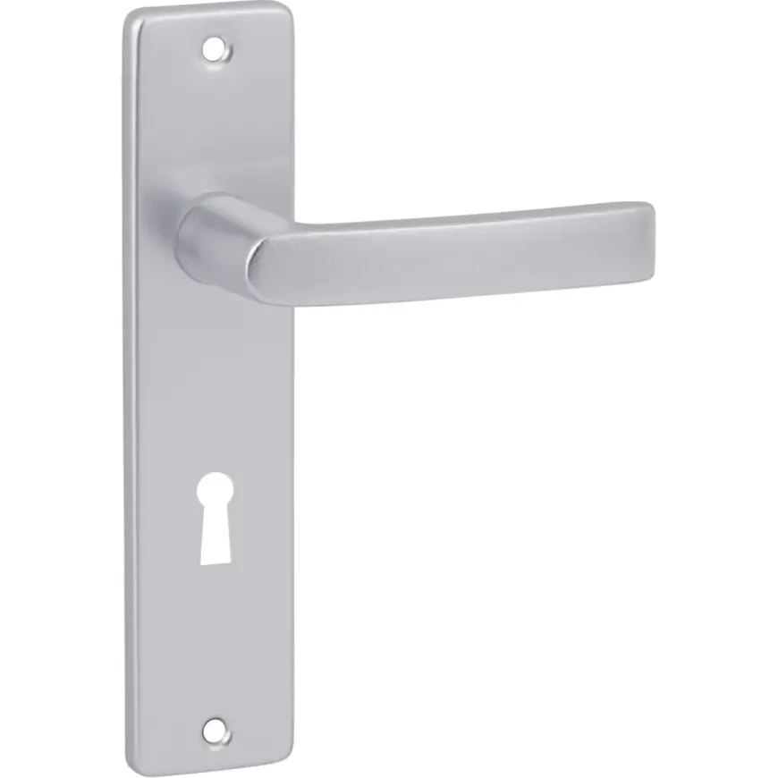 Karwei deurkruk set Blok recht schild sleutelgat 56 mm aluminium