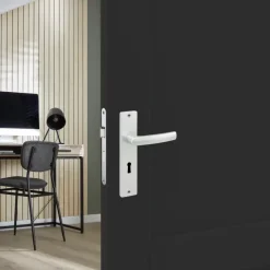 Karwei deurkruk set Blok recht schild sleutelgat 56 mm aluminium