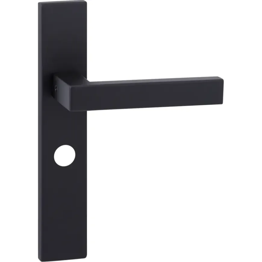 Karwei deurkruk set Chelsea recht schild vrij-bezet sluiting 63/8 mm zwart RVS