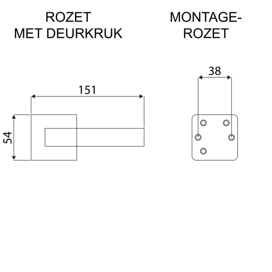 Karwei deurkruk set Chelsea vierkant rozet zwart RVS