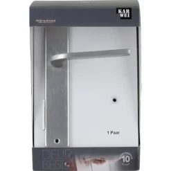 Karwei deurkruk set Enzo recht blind schild RVS look aluminium