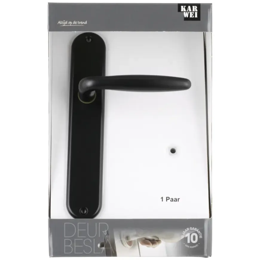 Karwei deurkruk set Eros ovaal blind schild zwart aluminium