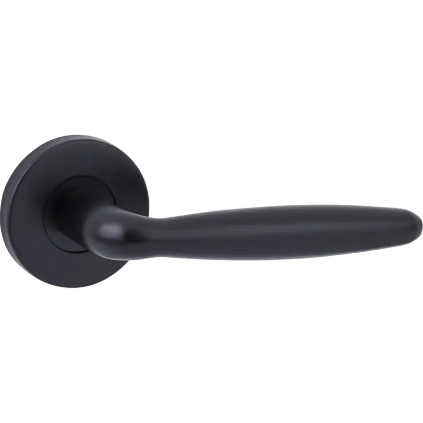 Karwei deurkruk set Eros rond rozet zwart aluminium