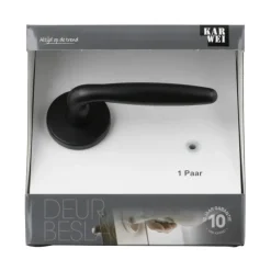 Karwei deurkruk set Eros rond rozet zwart aluminium