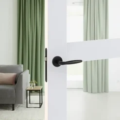 Karwei deurkruk set Eros rond rozet zwart aluminium