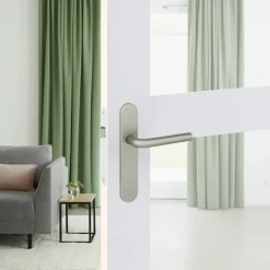 Karwei deurkruk set Gino ovaal blind schild RVS look aluminium