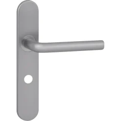 Karwei deurkruk set Gino ovaal schild vrij-bezet sluiting 63/8 mm RVS look aluminium