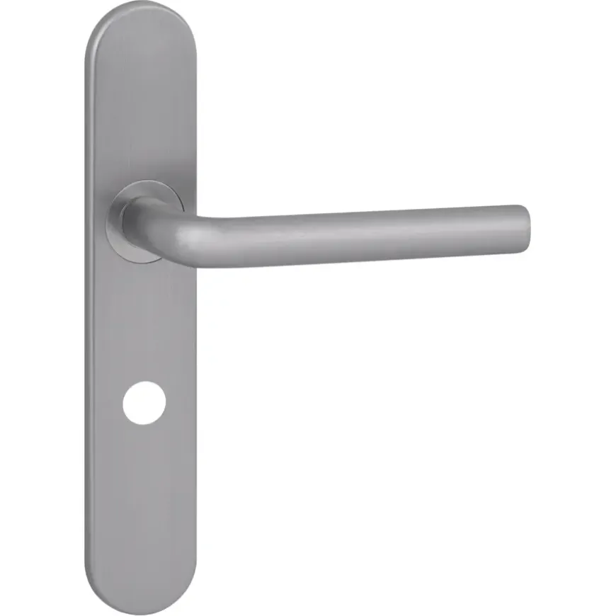 Karwei deurkruk set Gino ovaal schild vrij-bezet sluiting 63/8 mm RVS look aluminium