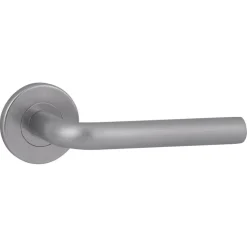 Karwei deurkruk set Gino rond rozet RVS look aluminium