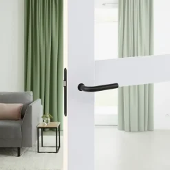 Karwei deurkruk set Henry rond rozet klein zwart RVS