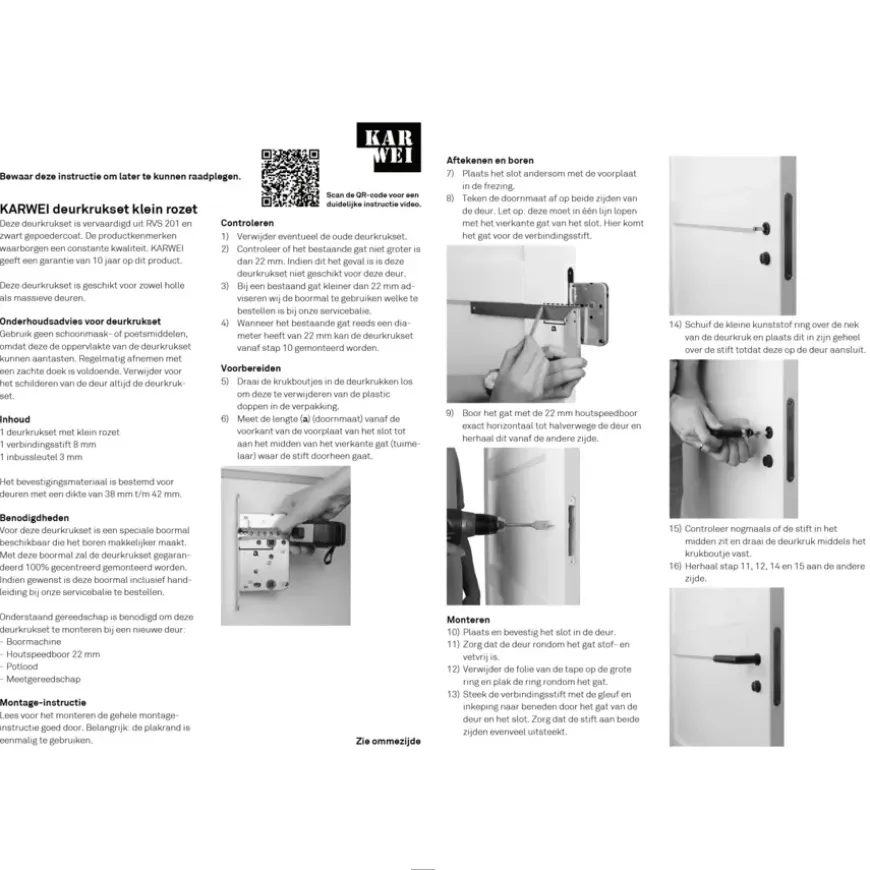 Karwei deurkruk set Henry rond rozet klein zwart RVS