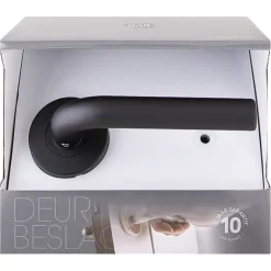 Karwei deurkruk set Henry rond rozet zwart RVS